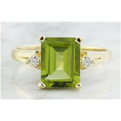 2.26 CTW Peridot 14K Yellow Gold Diamond Ring