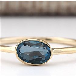0.60 CTW Natural London Blue Topaz Ring In 14k Yellow Gold
