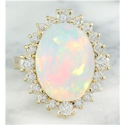 6.55 CTW Opal 18K yellow Gold Diamond Ring