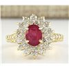 Image 1 : 2.80 CTW Natural Ruby And Diamond Ring In 18K Yellow Gold