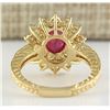 Image 4 : 2.80 CTW Natural Ruby And Diamond Ring In 18K Yellow Gold