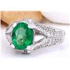 Image 2 : 2.34 CTW Natural Emerald 14K Solid White Gold Diamond Ring