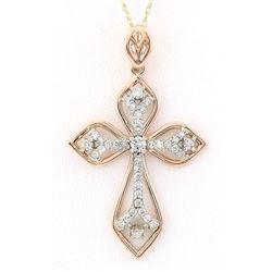 0.70 CTW Natural Diamond Pendant In 18K Solid Rose Gold