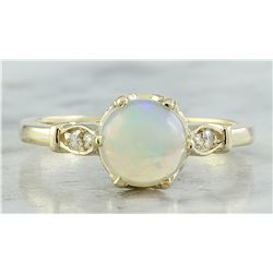 1.08 CTW Opal 18K Yellow Gold Diamond Ring
