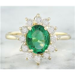 1.76 CTW Emerald 18K Yellow Gold Diamond Ring
