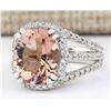 Image 2 : 5.91 CTW Natural Morganite And Diamond Ring In 18K White Gold