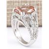 Image 3 : 5.91 CTW Natural Morganite And Diamond Ring In 18K White Gold