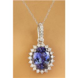 3.72 CTW Tanzanite 14K white Gold Diamond Necklace