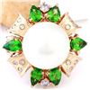Image 1 : 14.90 mm Gold South Sea Pearl, Tsavorite 14K Solid Rose Gold Diamond Ring