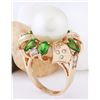 Image 4 : 14.90 mm Gold South Sea Pearl, Tsavorite 14K Solid Rose Gold Diamond Ring