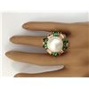 Image 5 : 14.90 mm Gold South Sea Pearl, Tsavorite 14K Solid Rose Gold Diamond Ring