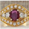 Image 1 : 1.15 CTW Natural Ruby And Diamond Ring 14K Solid Yellow Gold