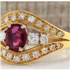 Image 2 : 1.15 CTW Natural Ruby And Diamond Ring 14K Solid Yellow Gold