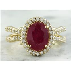 3.04 CTW Ruby 14K Yellow Gold Diamond Ring