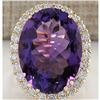 Image 1 : 16.86 CTW Natural Amethyst And Diamond Ring In 14K Yellow Gold