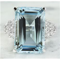 6.15 CTW Aquamarine 18K White Gold Diamond Ring