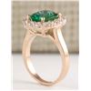 Image 3 : 4.18 CTW Natural Emerald And Diamond Ring In 18K Rose Gold