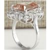 Image 3 : 7.92CTW Natural Peach Morganite And Diamond Ring In 18K Solid White Gold