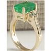 Image 3 : 4.70 CTW Natural Colombian Emerald And Diamond Ring 18K Solid Yellow Gold