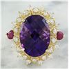 Image 1 : 8.60 CTW Amethyst Ruby 18K Yellow Gold Diamond Ring