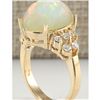 Image 3 : 6.67 CTW Natural Opal And Diamond Ring 18K Solid Yellow Gold