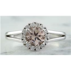 1.28 CTW Morganite 18K White Gold Diamond Ring