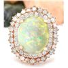 Image 1 : 7.70 CTW Natural Opal 18K Solid Rose Gold Diamond Ring