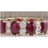Image 1 : 8.07 CTW Natural Red Ruby Diamond Ring 18K Solid Yellow Gold