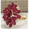 Image 2 : 6.04Tw Natural Red Ruby And Diamond Ring 14K Solid Yellow Gold