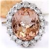 Image 1 : 8.72 CTW Natural Morganite 18K Solid White Gold Diamond Ring