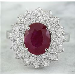 4.65 CTW Ruby 14K White Gold Diamond Ring