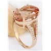 Image 4 : 11.30 CTW Natural Morganite 18K Solid Rose Gold Diamond Ring