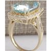 Image 3 : 9.50 CTW Natural Aquamarine And Diamond Ring In 18K Solid Yellow Gold