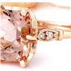 Image 2 : 3.4 CTW Natural Morganite 18K Solid Rose Gold Diamond Ring