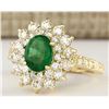 Image 2 : 2.66 CTW Natural Emerald And Diamond Ring In 18K Yellow Gold