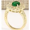 Image 3 : 2.66 CTW Natural Emerald And Diamond Ring In 18K Yellow Gold