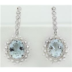 8.65 CTW Aquamarine 14K white Gold Diamond Earrings