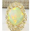 Image 1 : 10.65 CTW Natural Opal And Diamond Ring In 18K Yellow Gold