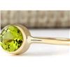Image 2 : 1.00 CTW Natural Peridot Ring In 18K Yellow Gold