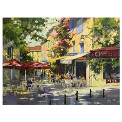 Marilyn Simandle, "Le Bistro" Limited Edition on Canvas, Numbered and Hand Signed with Letter of Aut