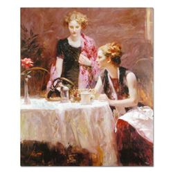 Pino (1939-2010), "After Dinner" Artist Embellished Limited Edition on Canvas, Numbered and Hand Sig