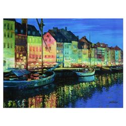 Howard Behrens (1933-2014), "As Night Falls, Copenhagen" Limited Edition on Canvas, Numbered and Sig