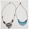 Image 1 : 2-SILVER BEADED NECKLACES WITH TURQOISE AND