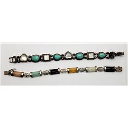 2-VITNAGE PANEL BRACELETS WITH TURQUOISE,
