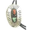 Image 1 : BOLO W CORAL & TURQUOISE STONE .925