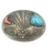 Image 3 : "AL" STAMPED NAVAJO BELT BUCKLE CORAL/TURQ