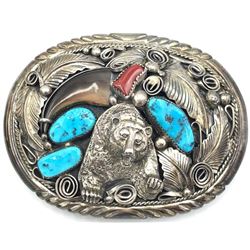 M. THOMAS JR FAUX BEAR CLAW BELT BUCKLE TURQUOISE