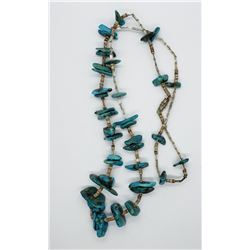 TURQUOISE STONED NECKLACE W SHELLS PULKA LIKE