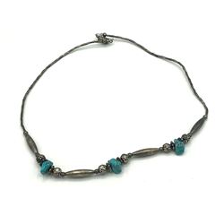 17 INCH MEXICO STERLING BEADED NECKLACE WITH