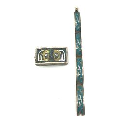 MEXICO BELT BUCKLE & BRACELET WITH INLAY